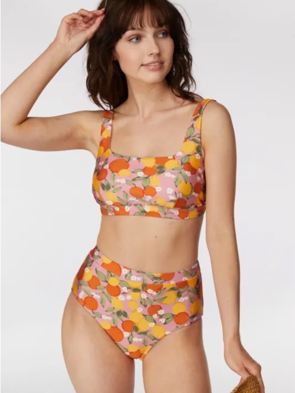 Princess Highway Pink Floral Fruit High-Waist Bikini Set US 8 AU 12